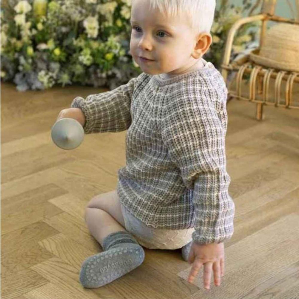 Go Baby Go Non-Slip Organic Cotton Socks in Grey | Happy Little Soles UK