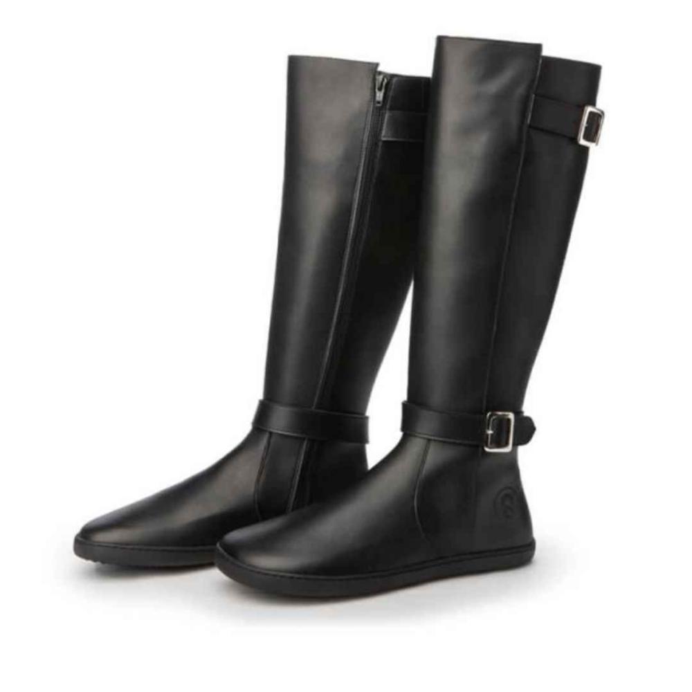 Shapen Barefoot Knee length Glam Boots in Black | Happy Little Soles