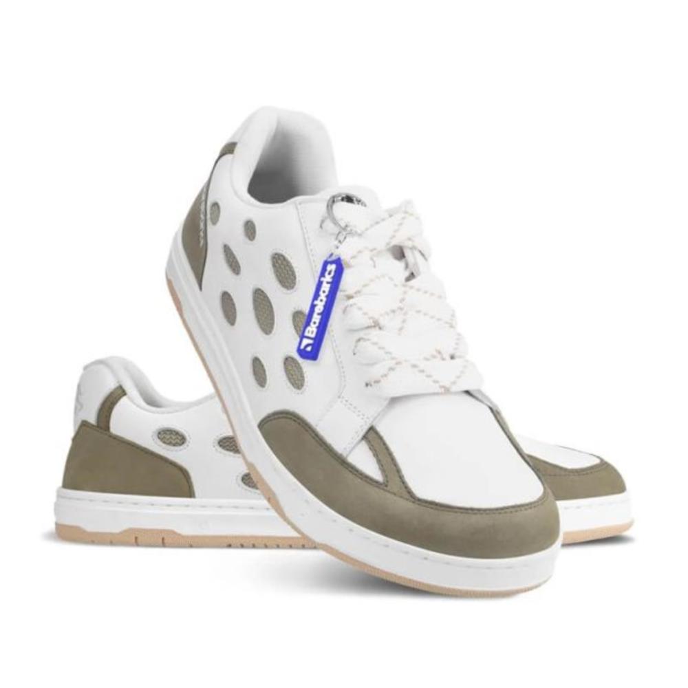 Be Lenka Adults Barebarics Fusion Leather Sneakers - White and Army Brown | Happy Little Soles UK