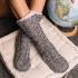 Cozy Sole Women's Cable Knit Slipper Socks Grey