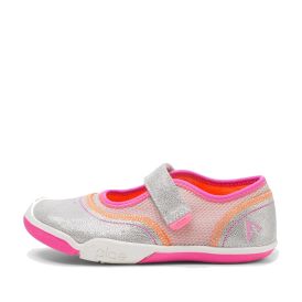 Pink sneakers sales with silver bottom